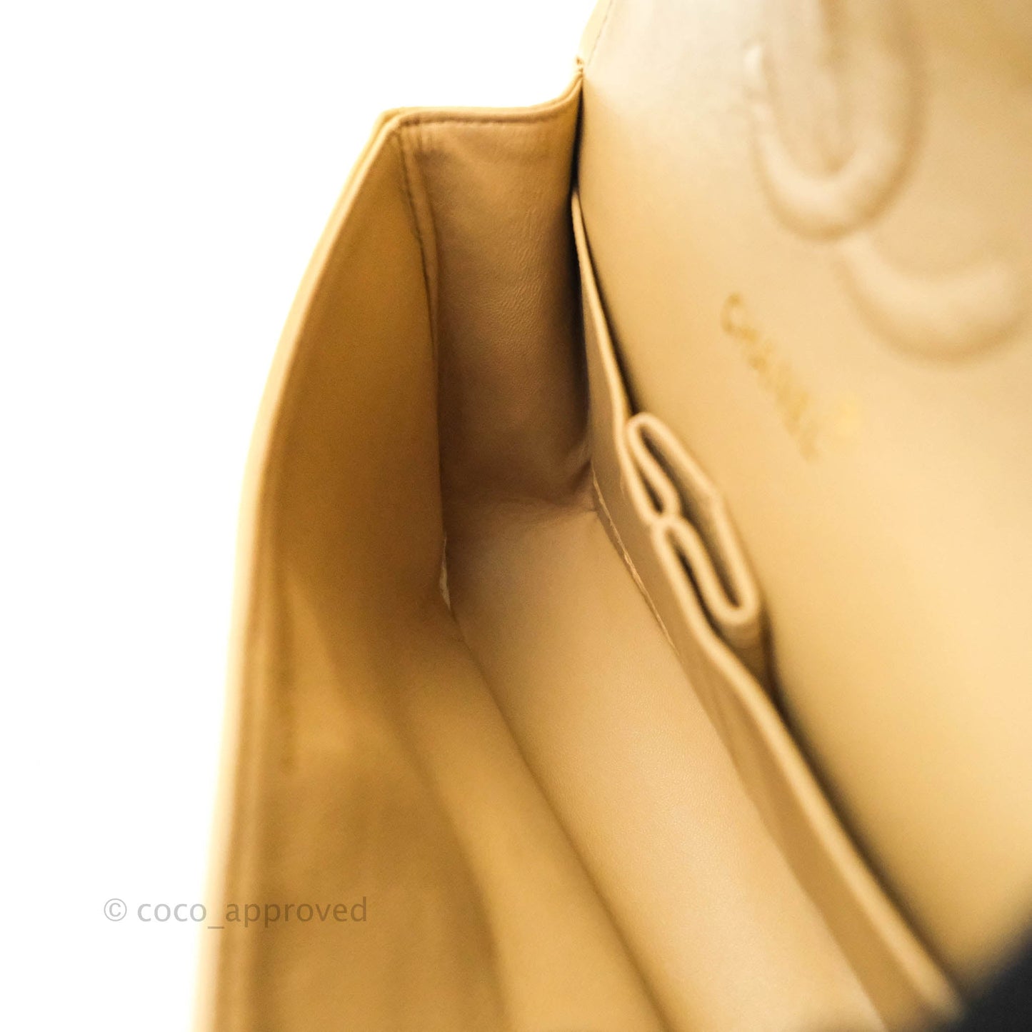 Chanel Vintage M/L Medium Double Flap Bag Beige Lambskin 24K Gold Hardware