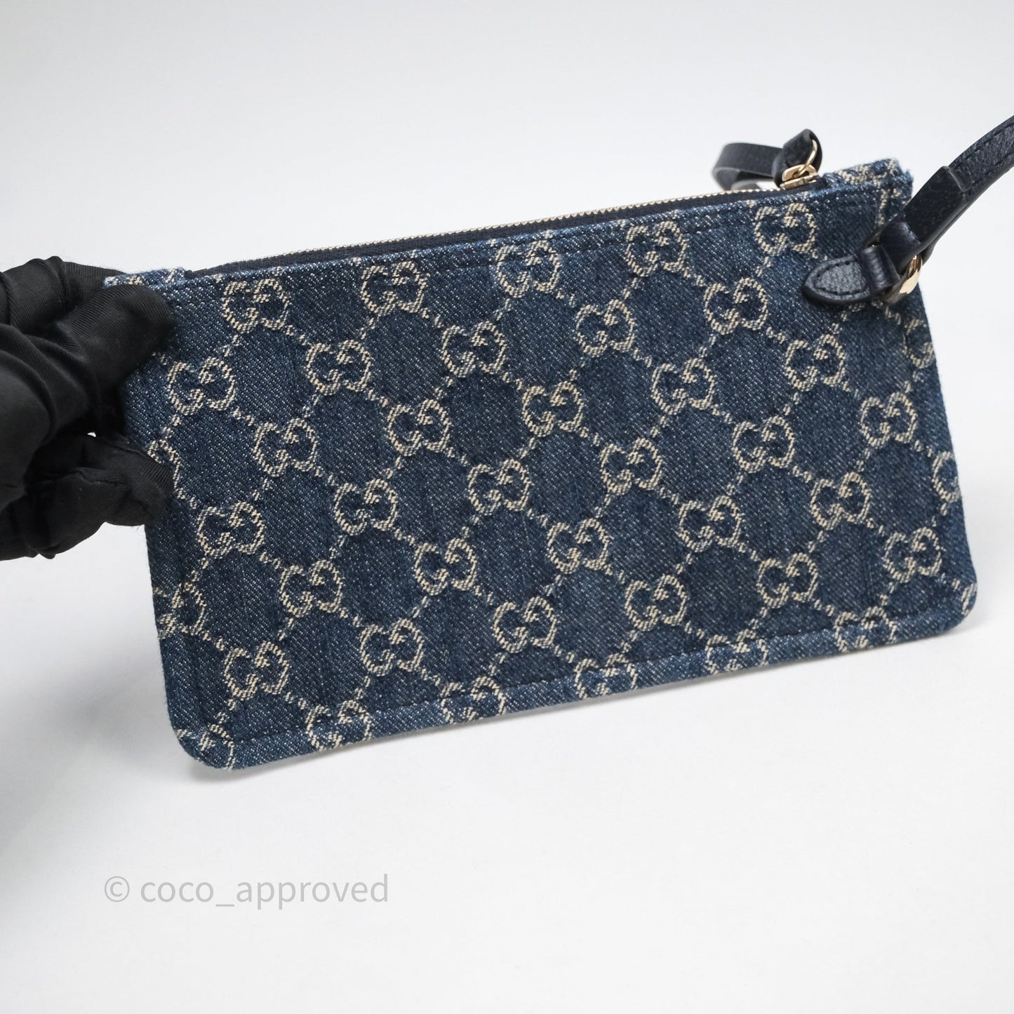 Gucci Giglio Small Tote Bag Blue and White GG Denim