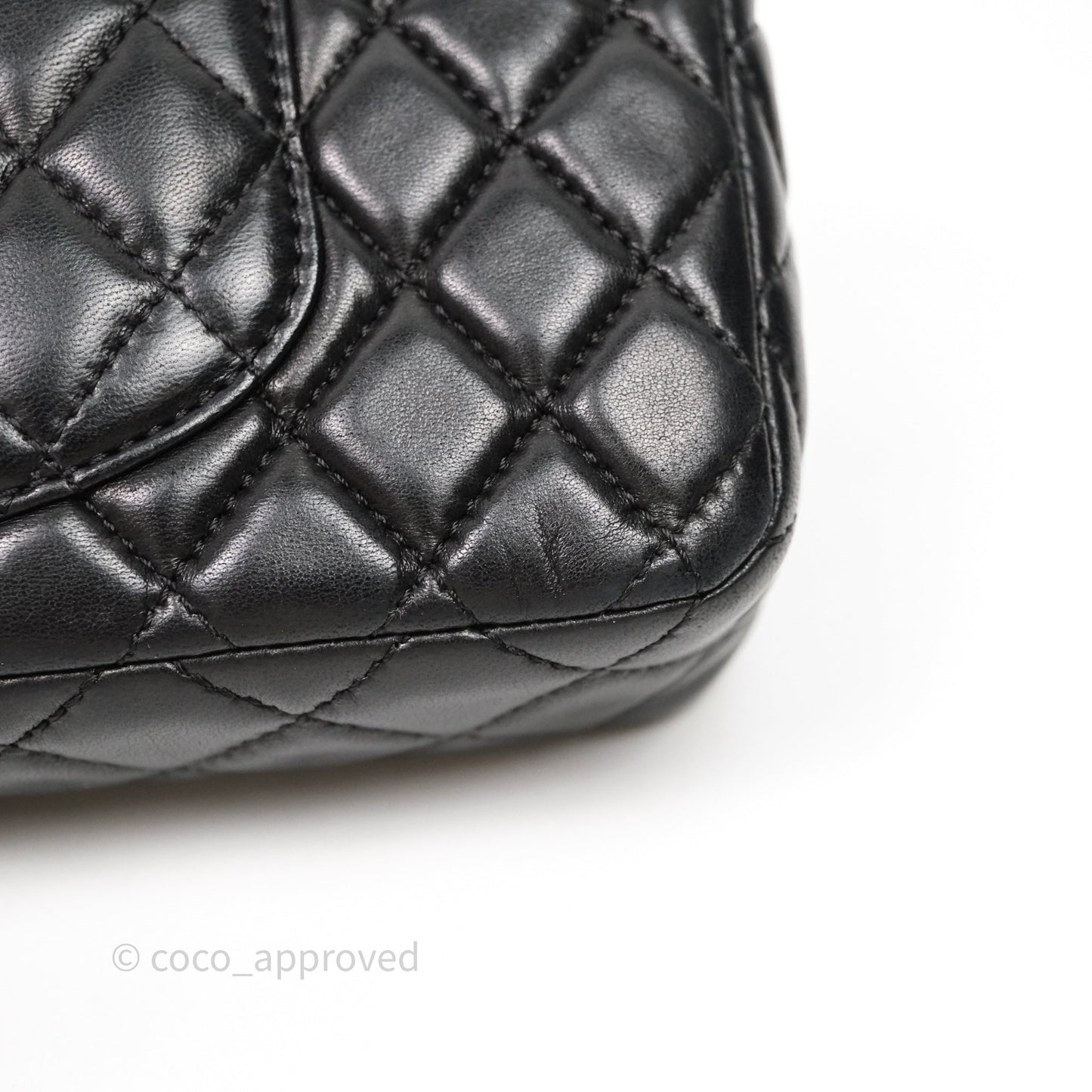 Chanel Quilted East West With Charm Flap Bag Lambskin Black Gold Hardware