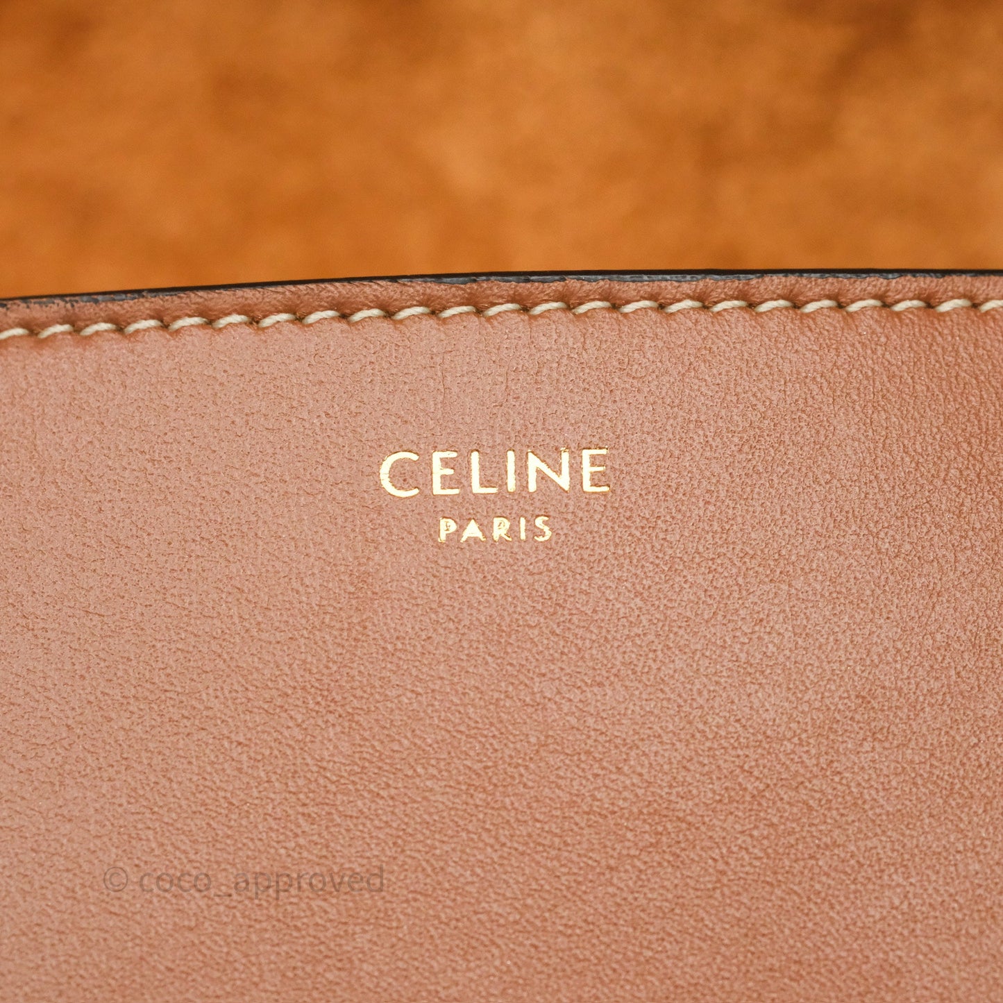 Celine Gold Studs Folco Cuir Triomphe in Smooth Calfskin Tan