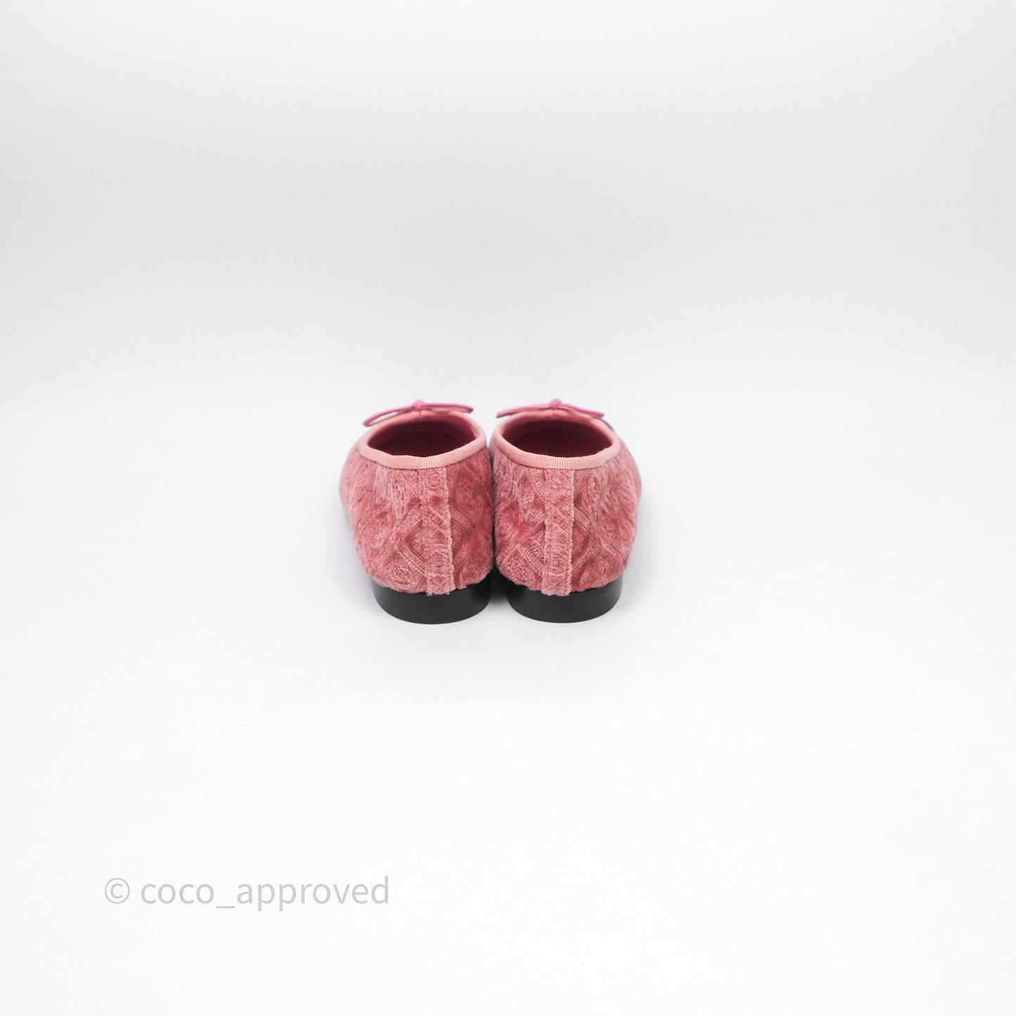 Chanel Ballerina Flats Camellia Quilts Pink Velvet Size 38