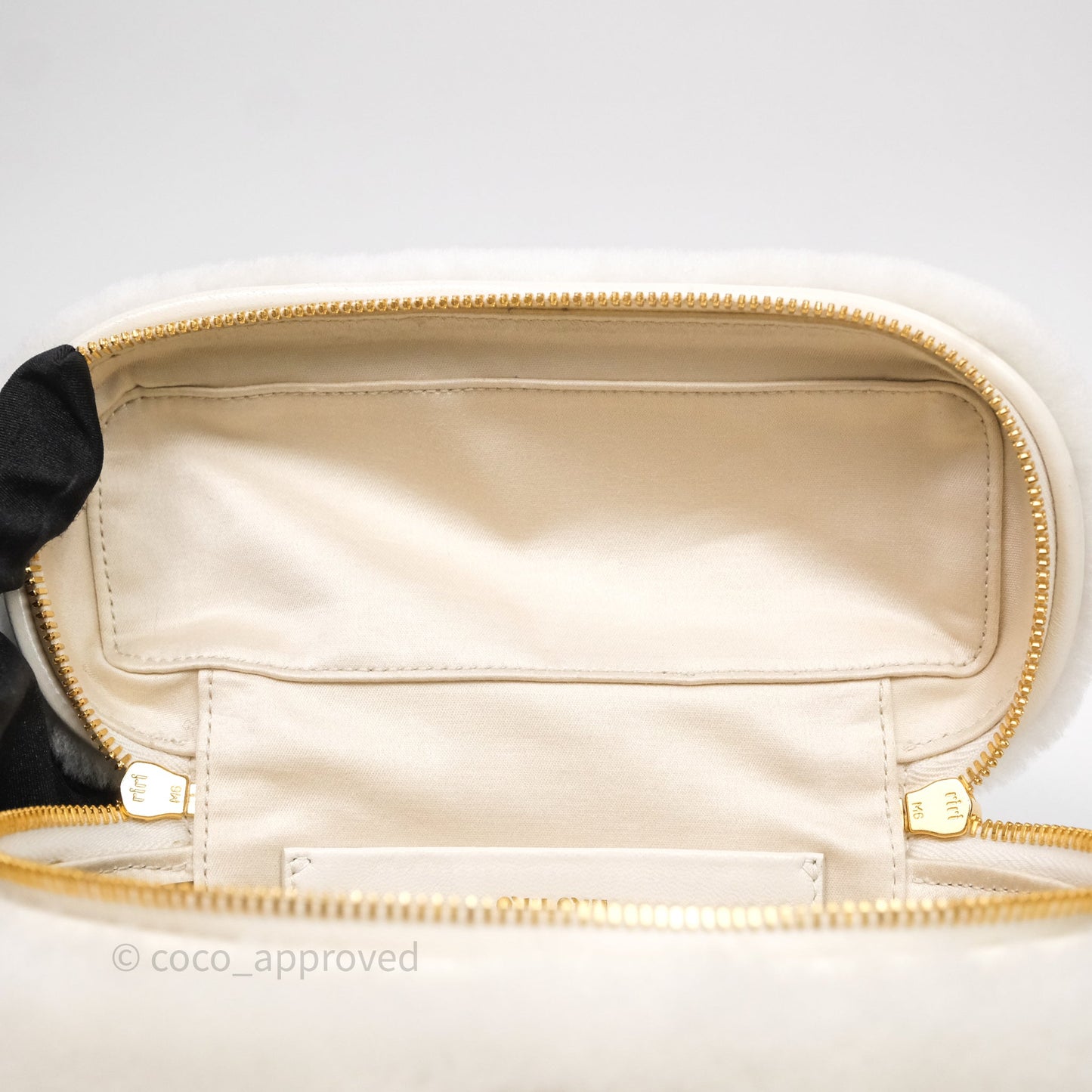 Miu Miu Shearling Vanity Case White Gold Hardware