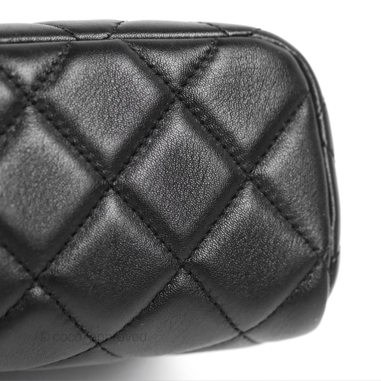 Chanel Logo Crystal Kiss-lock Vanity with Chain Black Lambskin 23C