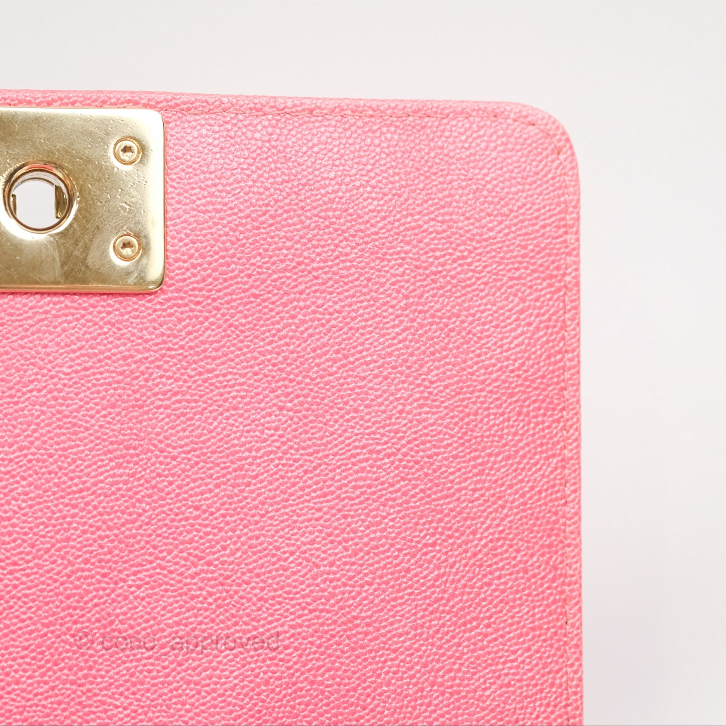 Chanel Quilted North South Boy Flap Iridescent Pink Caviar Gold Hardware