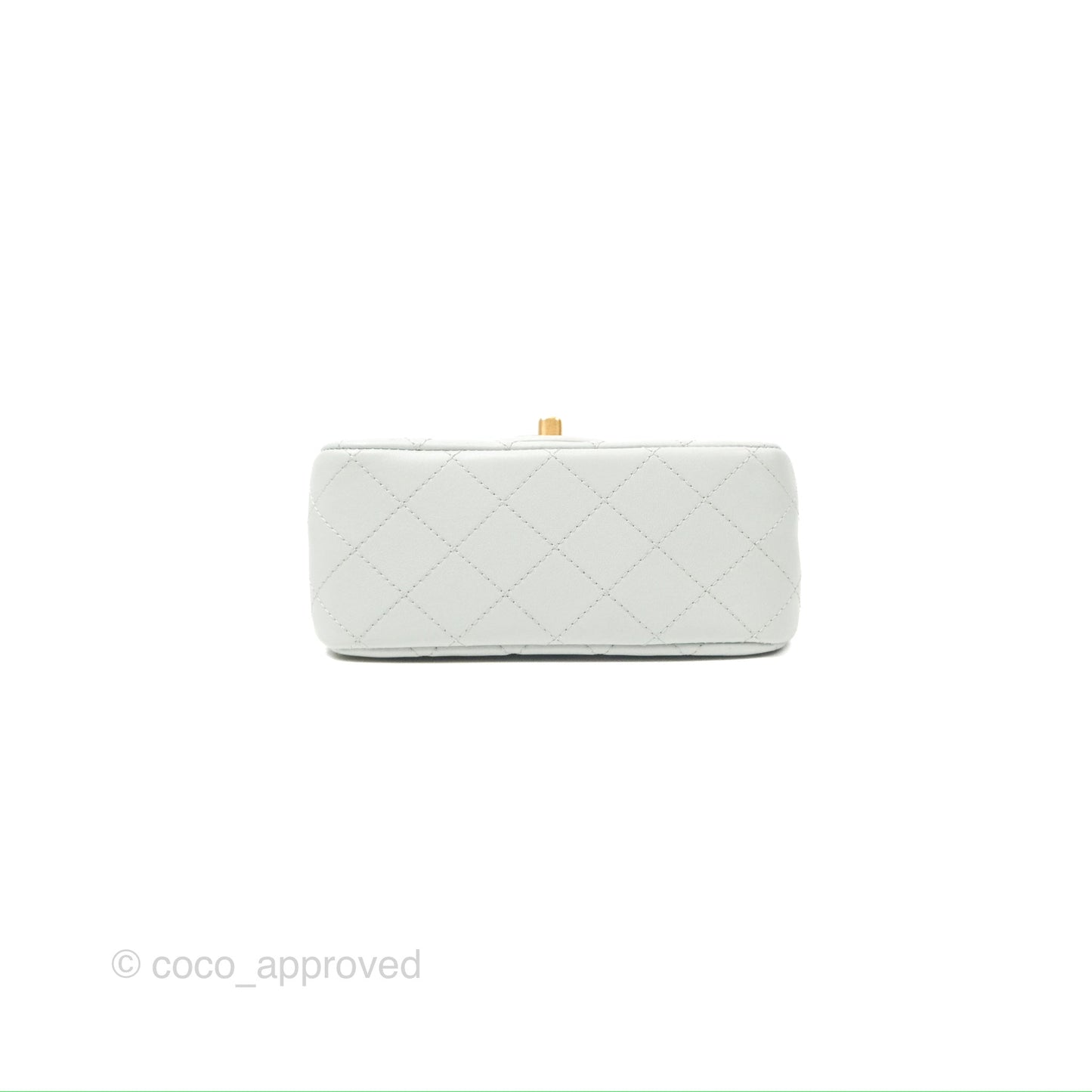Chanel Quilted Mini Square Flap with Camellia Adjustable Chain Blue Clair Lambskin 23S