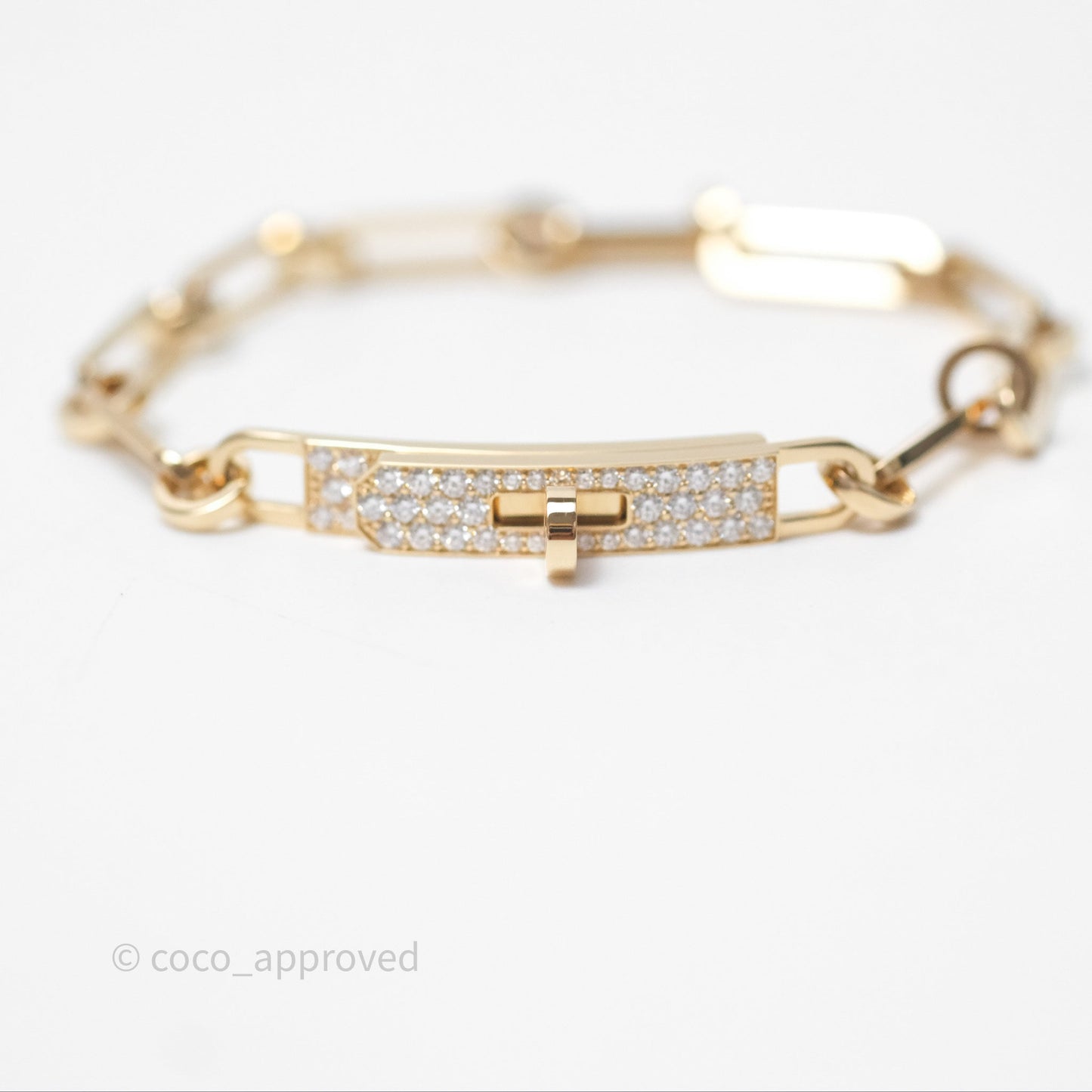 Hermès Kelly Chaine Bracelet Small Model Diamond Gold Hardware