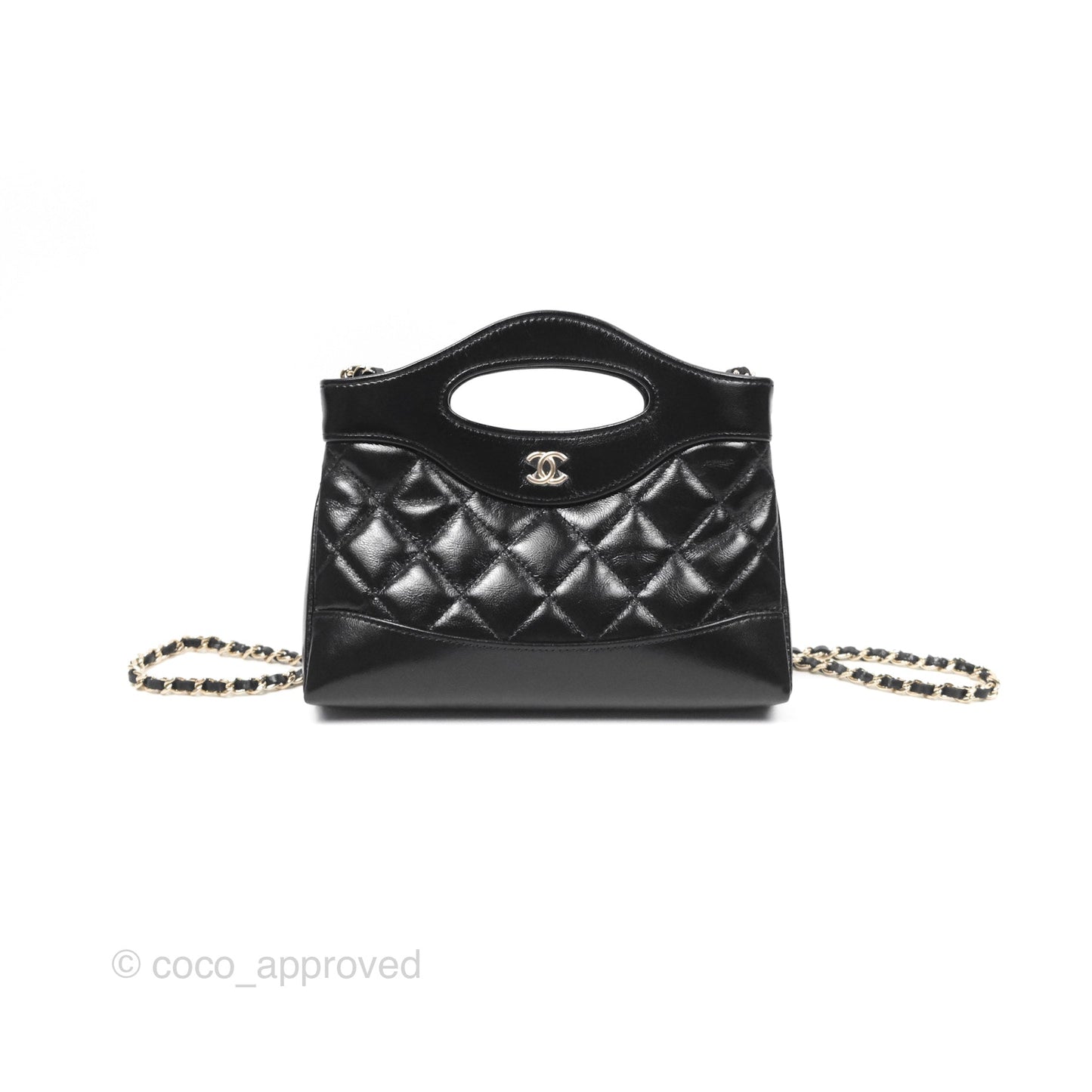 Chanel Nano 31 Black Shiny Lambskin Gold Hardware
