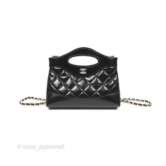 Chanel Nano 31 Black Shiny Lambskin Gold Hardware