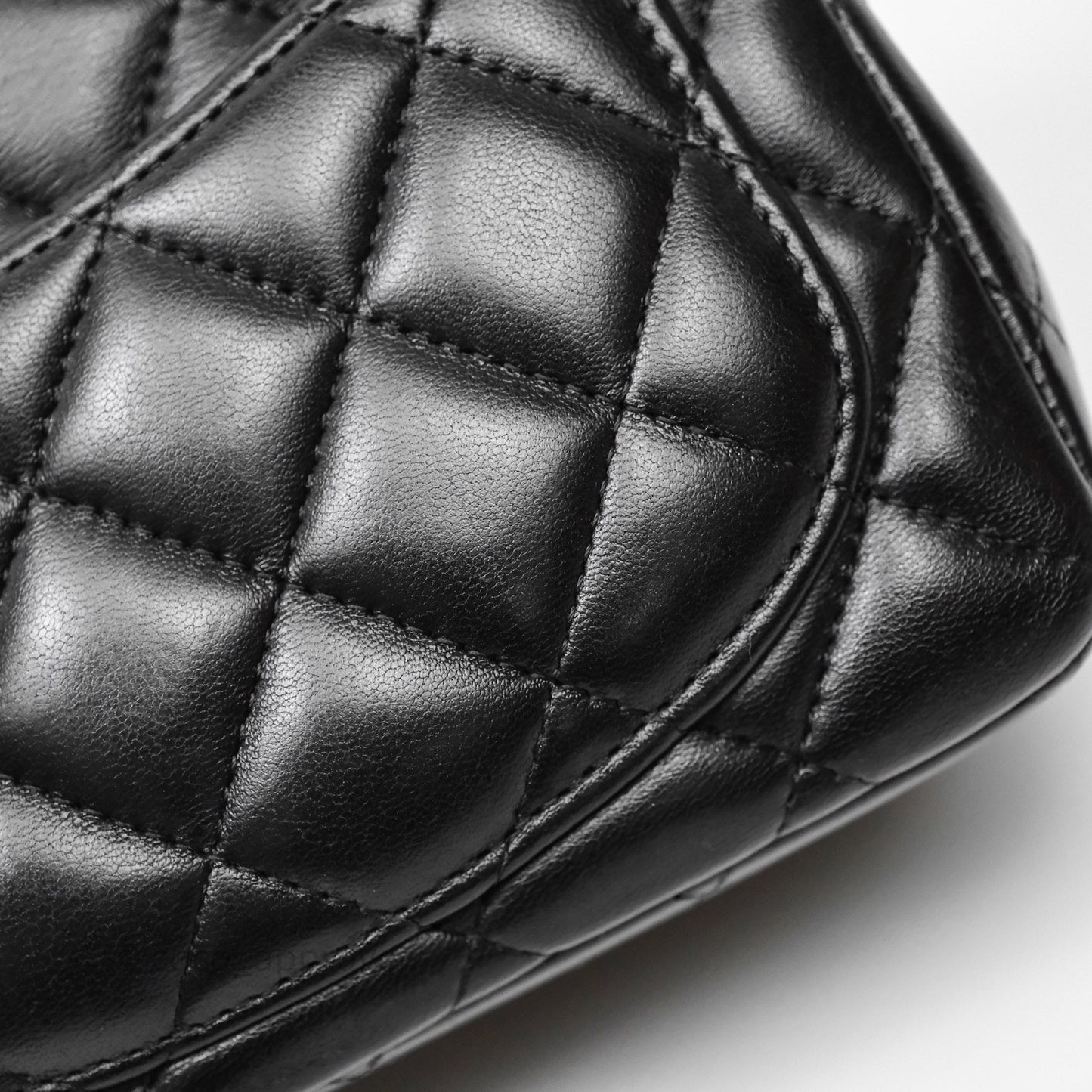 Chanel Mini Square Quilted Black Lambskin Silver Hardware