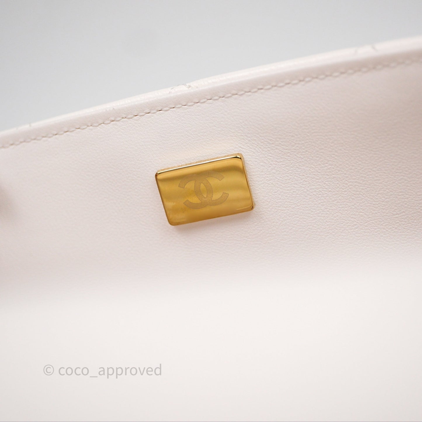 Chanel Flap Bag with Pearl Chain Ivory White Aged Gold Hardware 25P