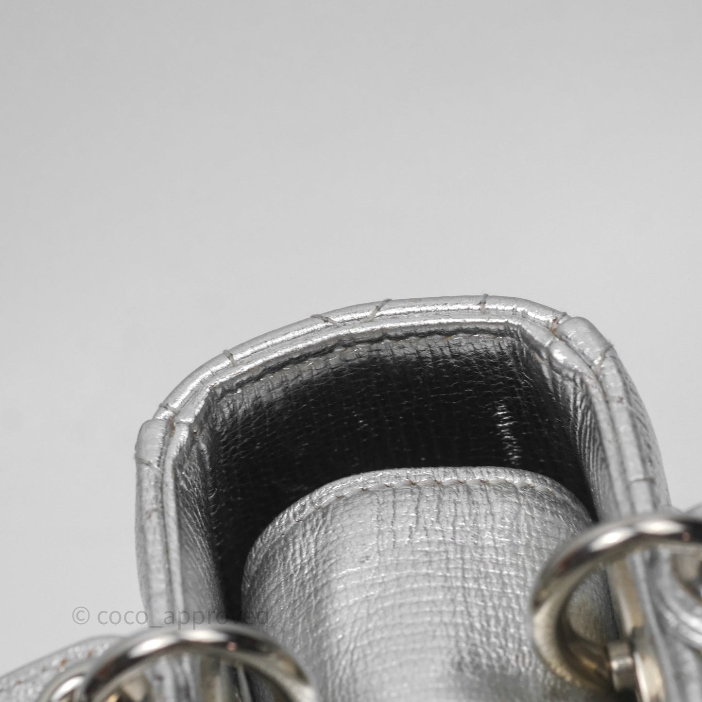 Christian Dior Small Lady Dior My ABCDior Silver Metallic Grained Calfskin Cannage