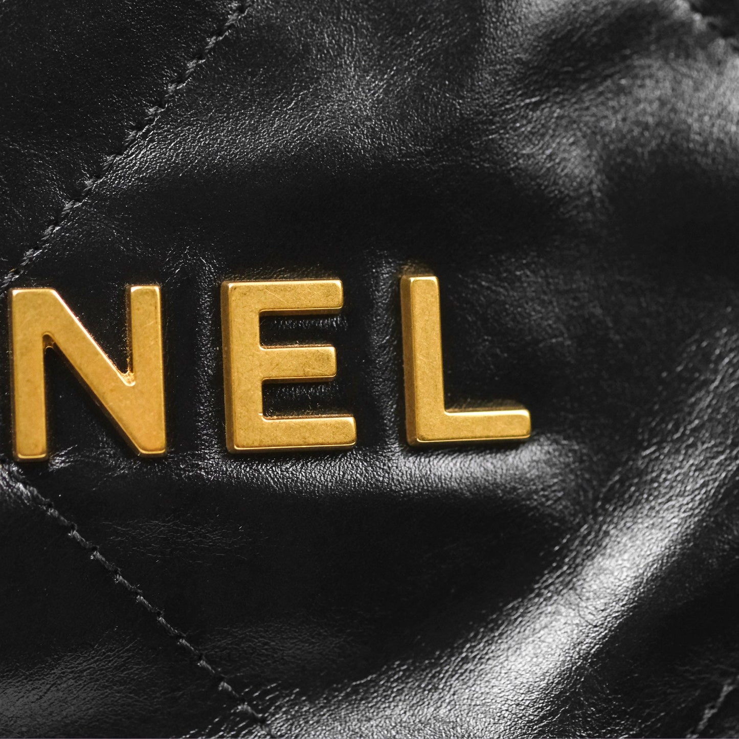 Chanel 22 Small Black Shiny Calfskin Aged Gold Hardware