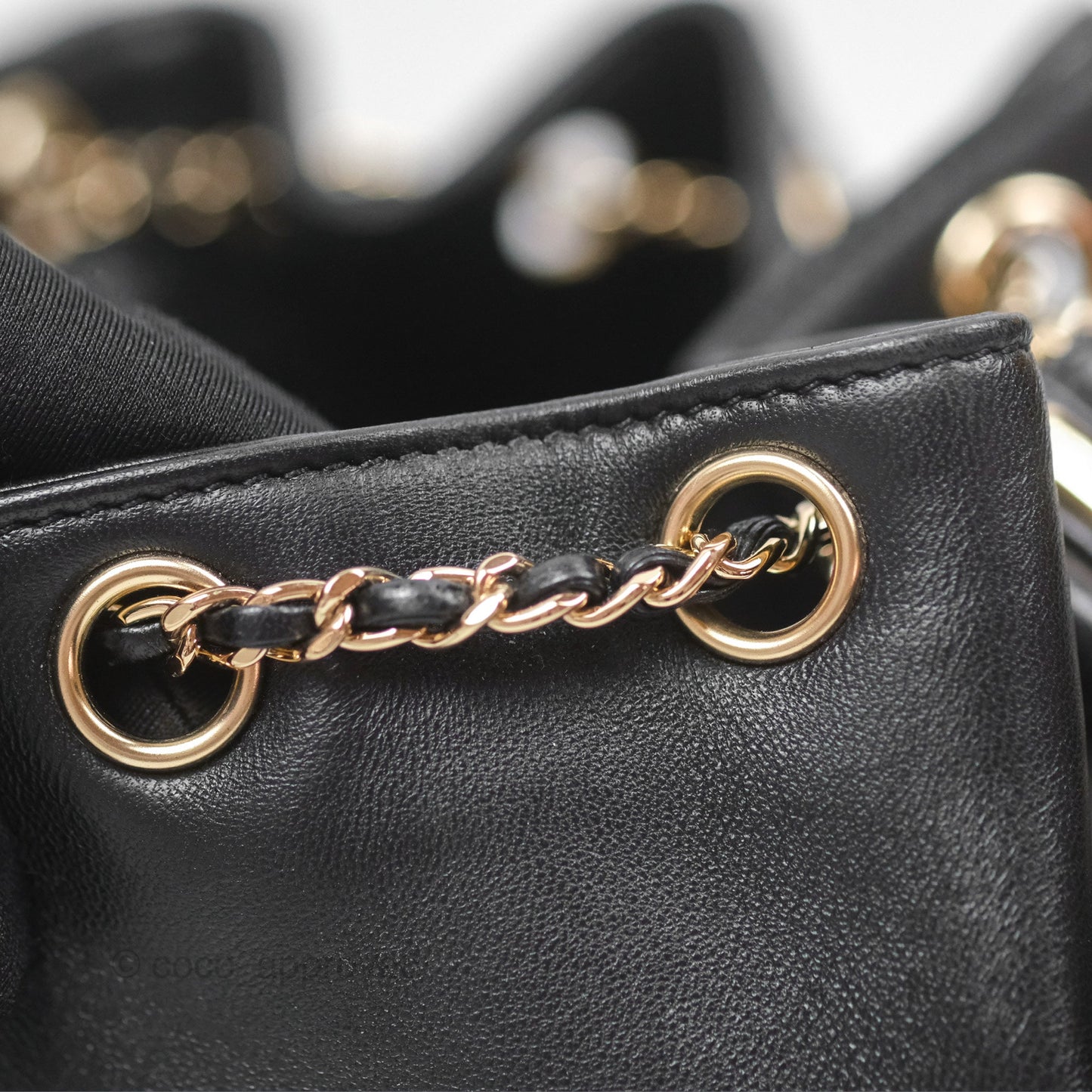 Chanel Quilted Small Duma Drawstring Backpack Black Lambskin