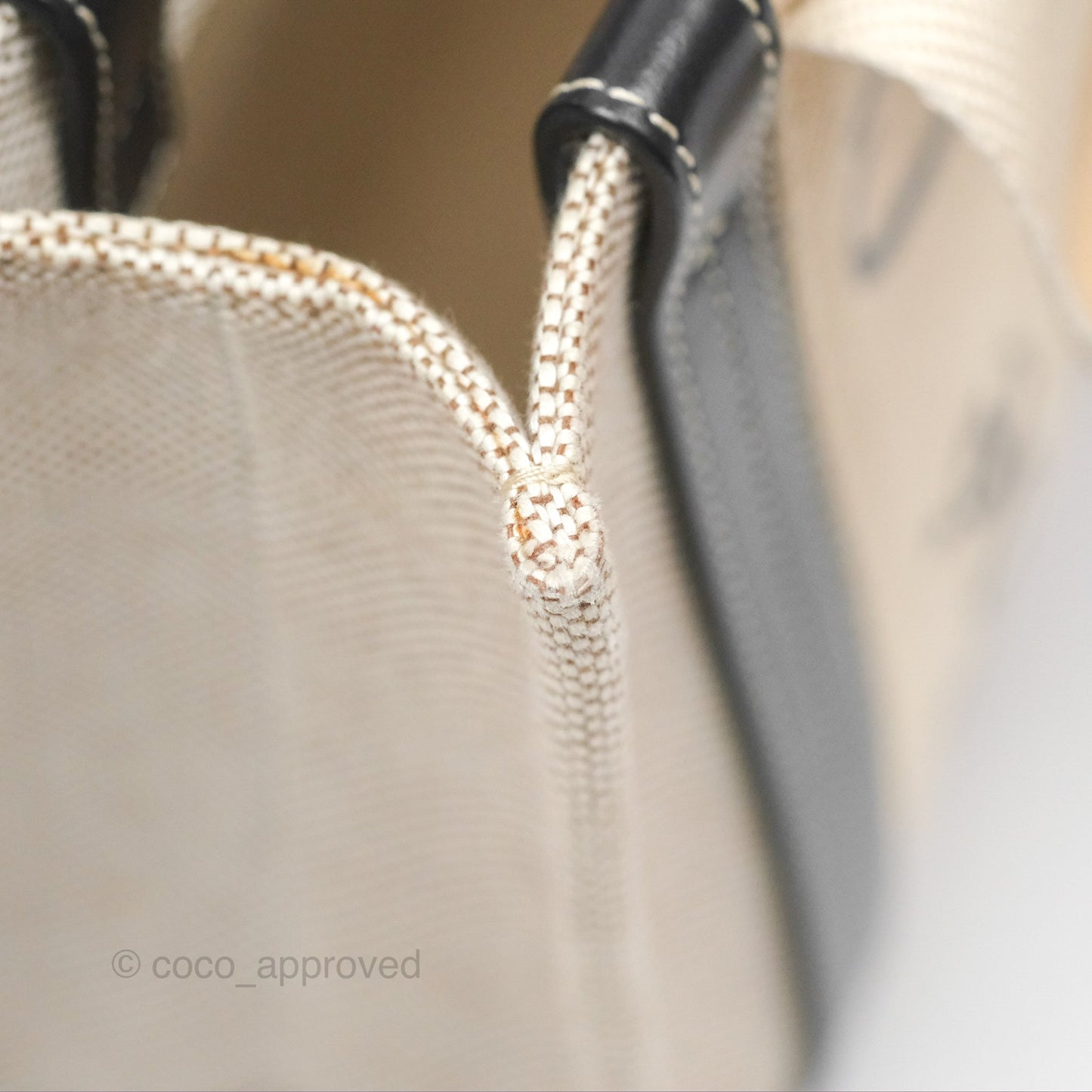 Chloe Small Woody Tote Bag Cotton Canvas & Black Calfskin with Woody Ribbon