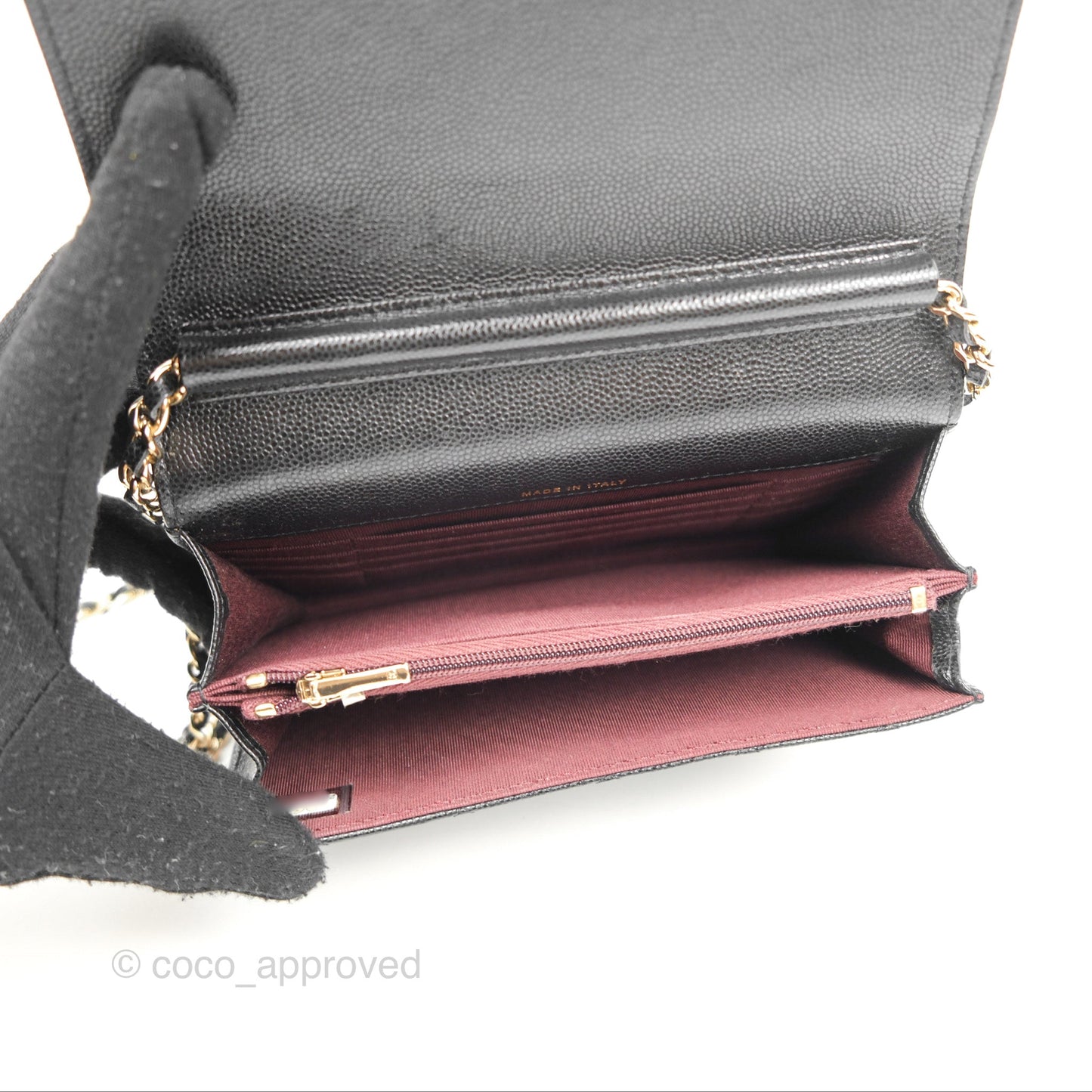 Chanel Square Flap WOC Black Caviar Gold Hardware