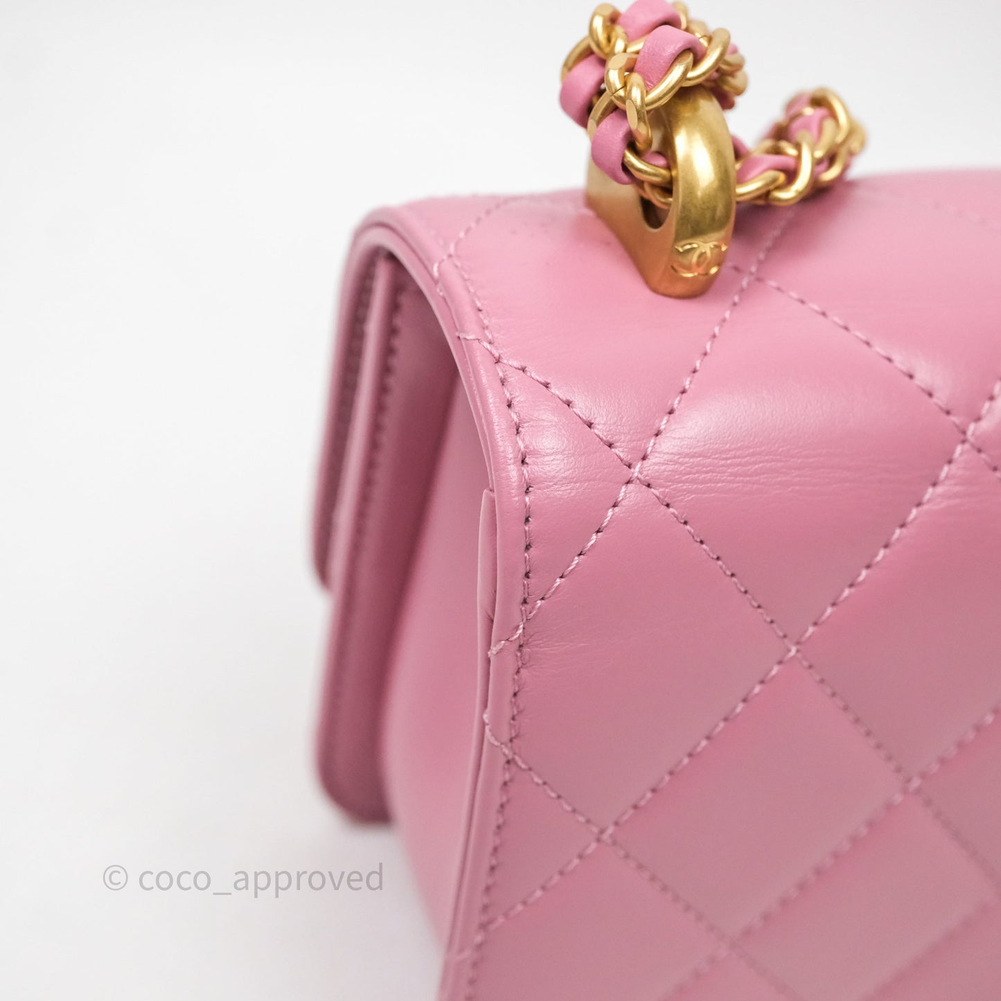 Chanel Quilted Mini Perfect Fit Adjustable Pink Calfskin Gold Hardware