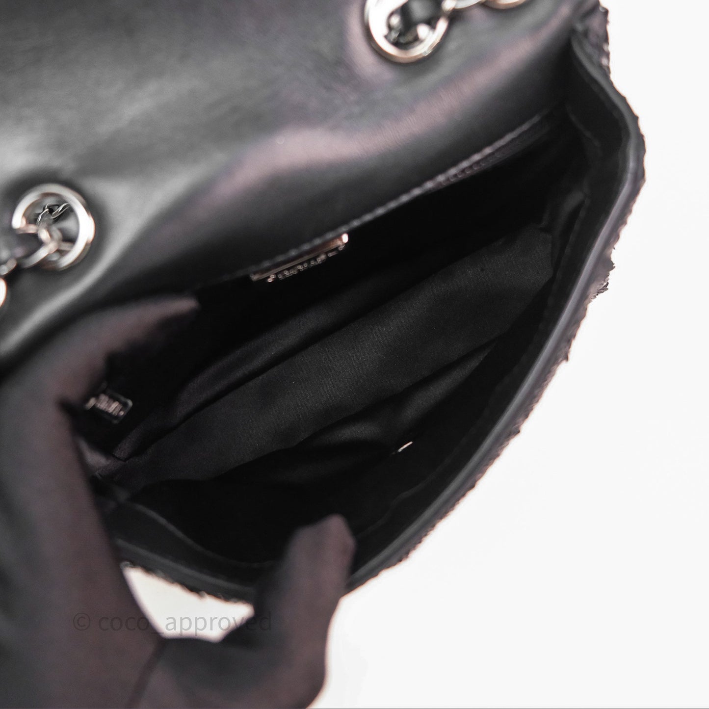 Chanel Mini Flap Bag Sequin Black/ Navy Gun Metal Hardware