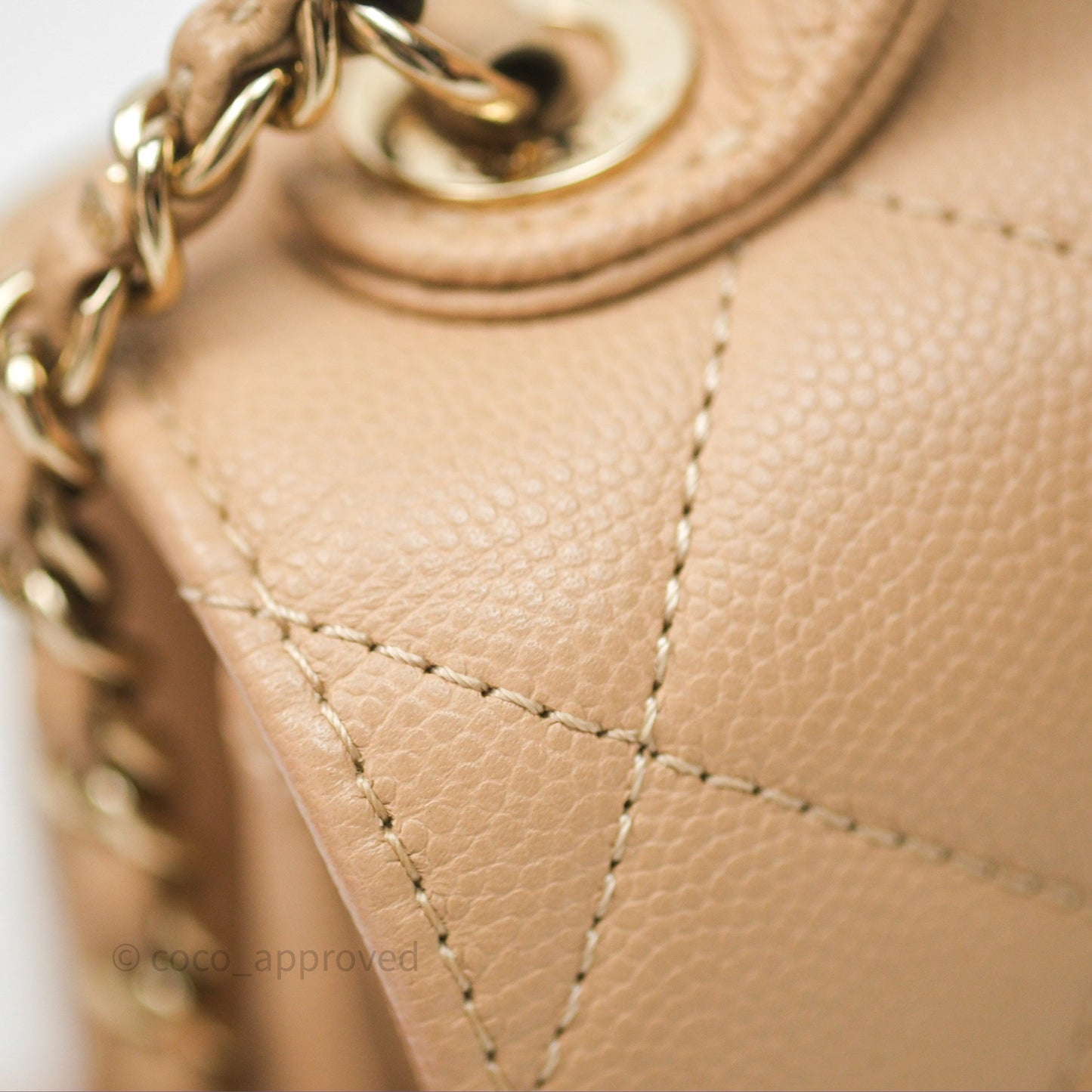 Chanel Quilted Small Business Affinity Flap Beige Caviar Gold Hardware