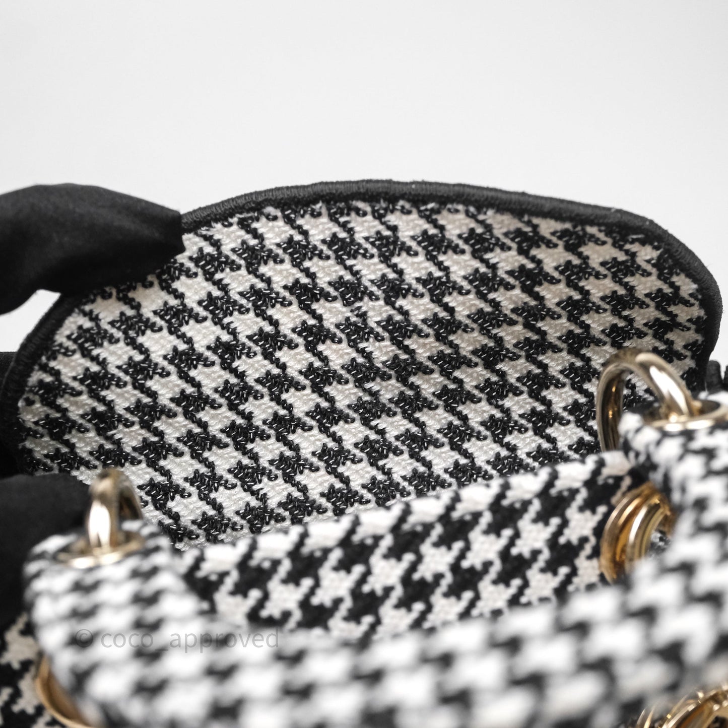 Christian Dior Mini Lady D-Lite Bag Black White Houndstooth