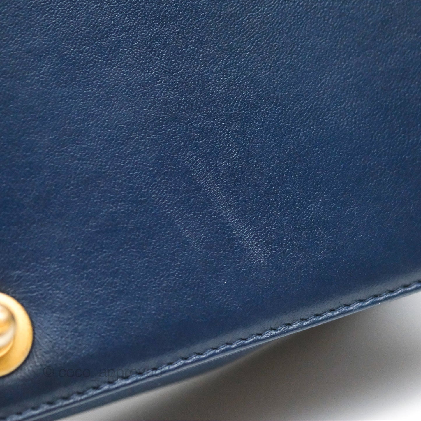 Chanel Medium Boy Chevron Navy Calfskin Aged Gold Hardware