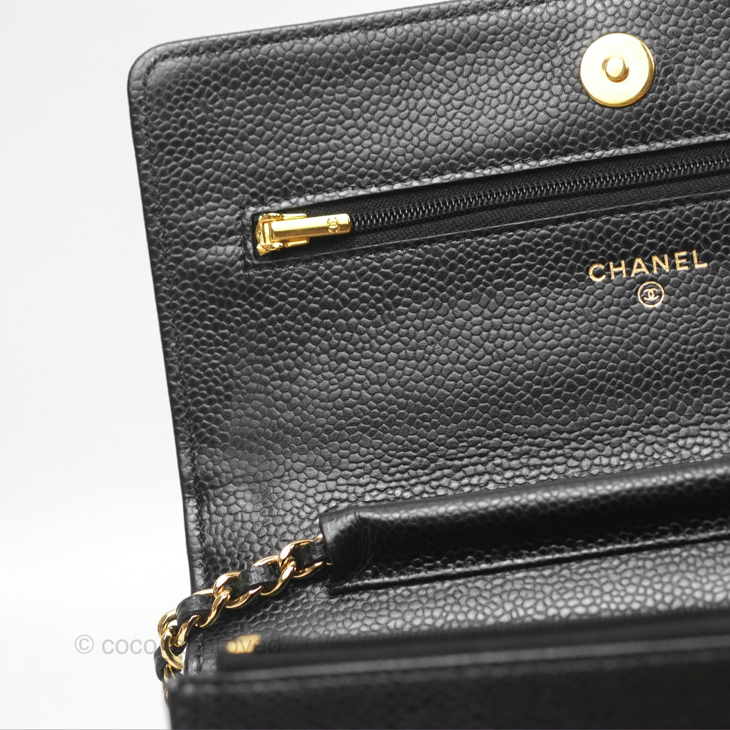 Chanel Quilted Classic Wallet On Chain WOC Black Caviar Gold Hardware