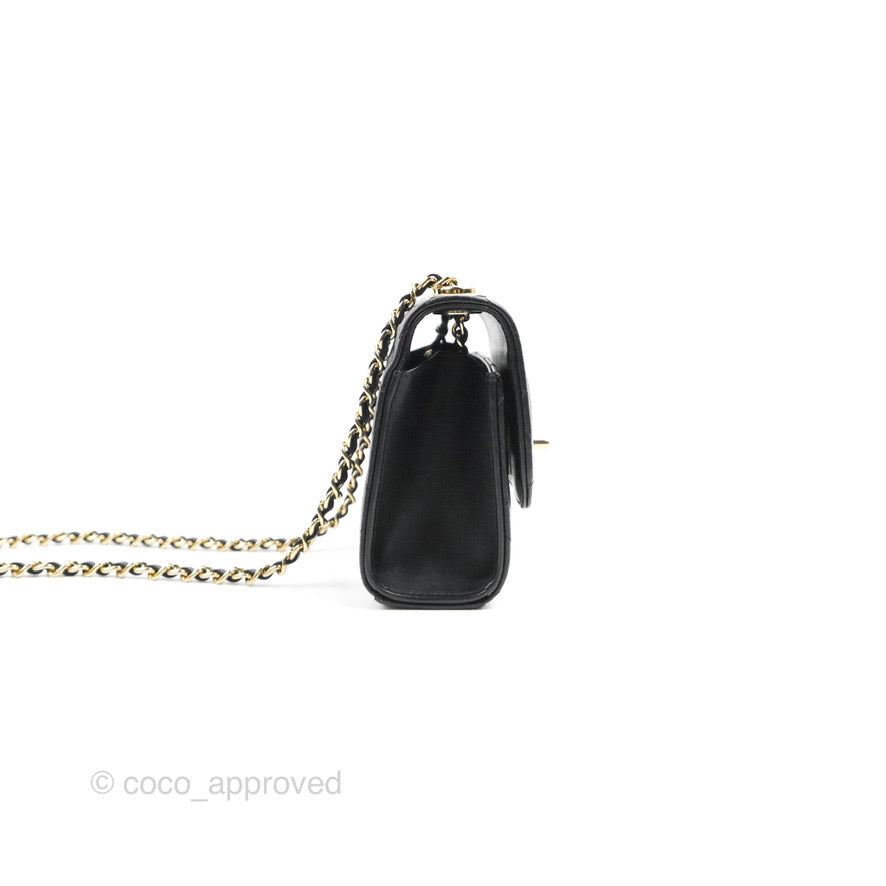 Chanel Mini Quilted Trendy CC Clutch With Chain Black Lambskin Gold Hardware
