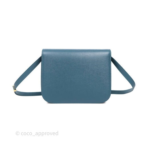 Celine Medium Classic Box Flap Blue Green Calfskin Gold Hardware