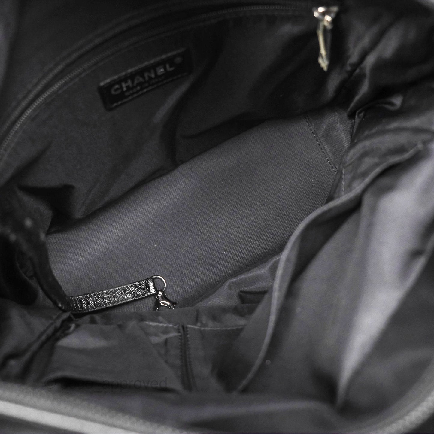 Chanel Quilted Paris Biarritz Tote PM Black Coated Canvas