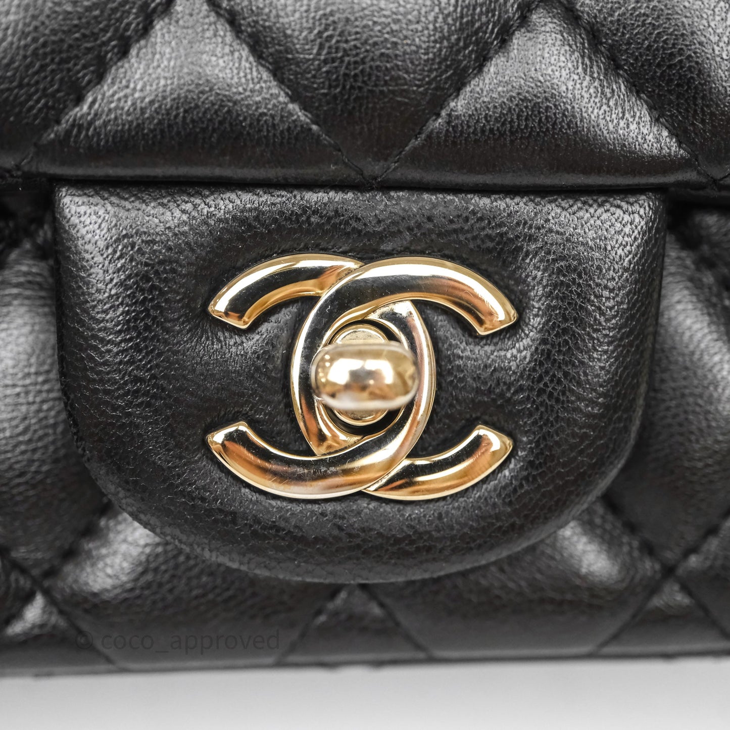 Chanel Mini Square Quilted Black Lambskin Gold Hardware