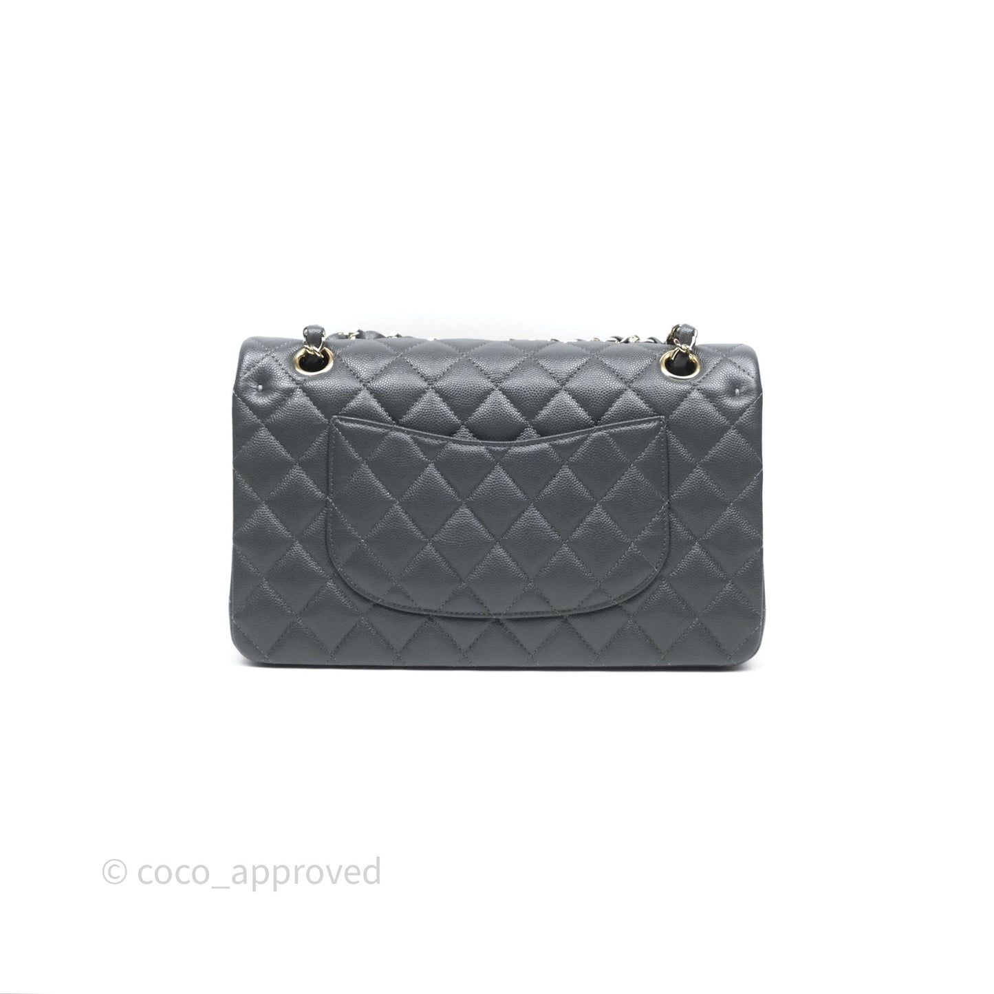 Chanel Classic M/L Medium Flap Quilted Dark Grey Caviar Gold Hardware
