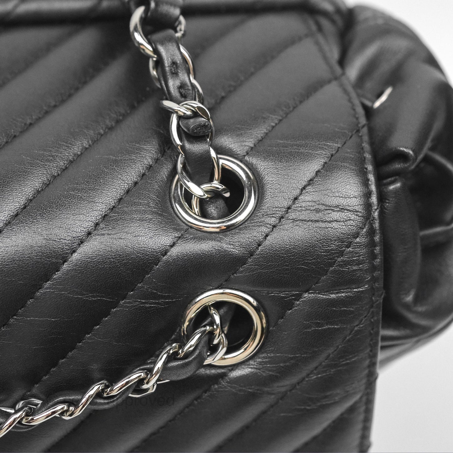 Chanel Medium Chevron Urban Spirit Backpack Black Calfskin Silver Hardware