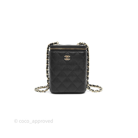 Chanel Classic Mini Vanity With Chain Black Caviar Gold Hardware