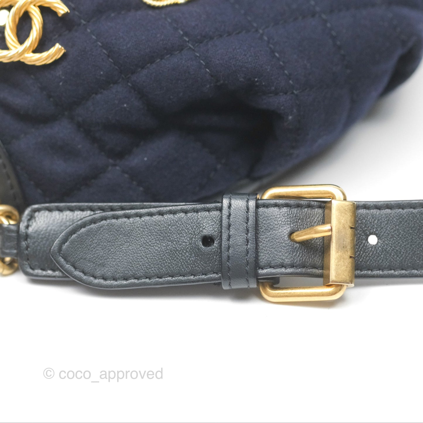 Chanel Paris Hamburg Charms Belt Bag Navy Wool Lambskin