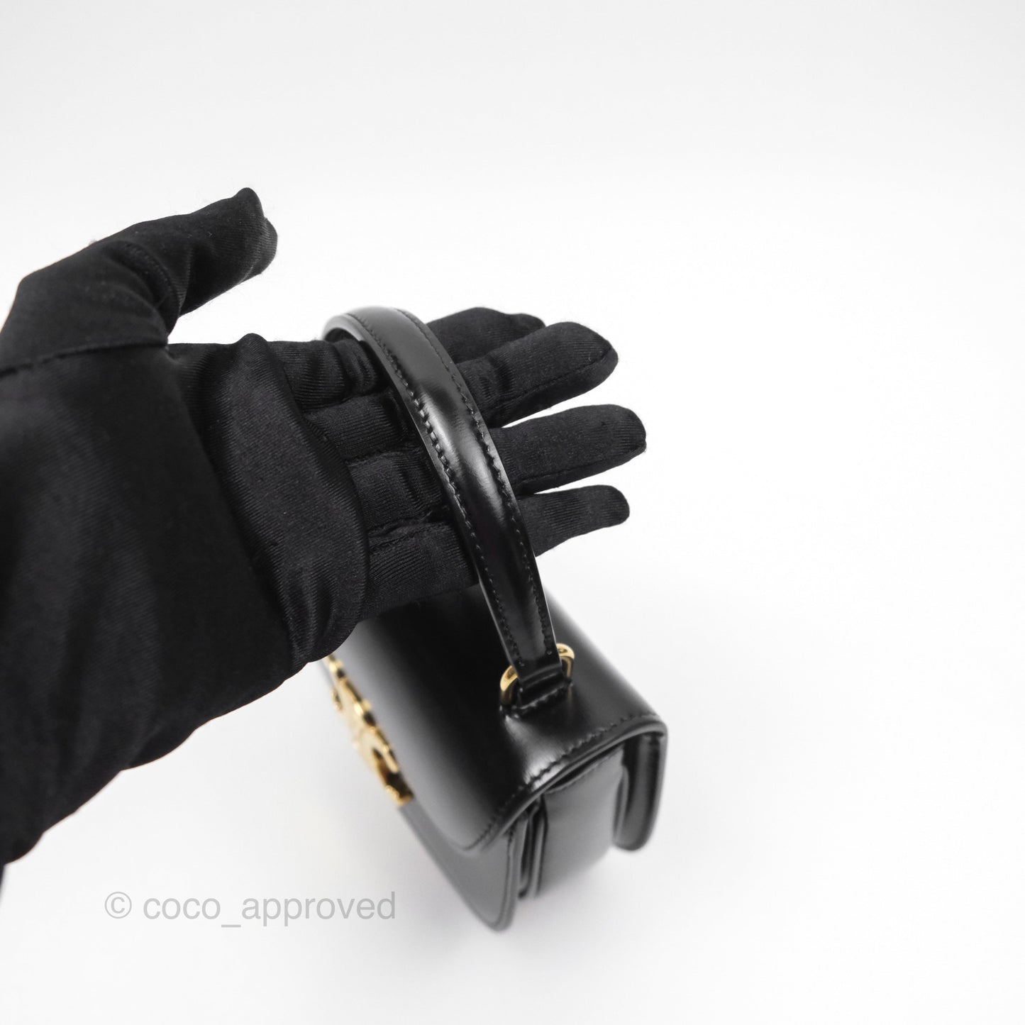 Celine Mini Besace Clea in Shiny Calfskin Black