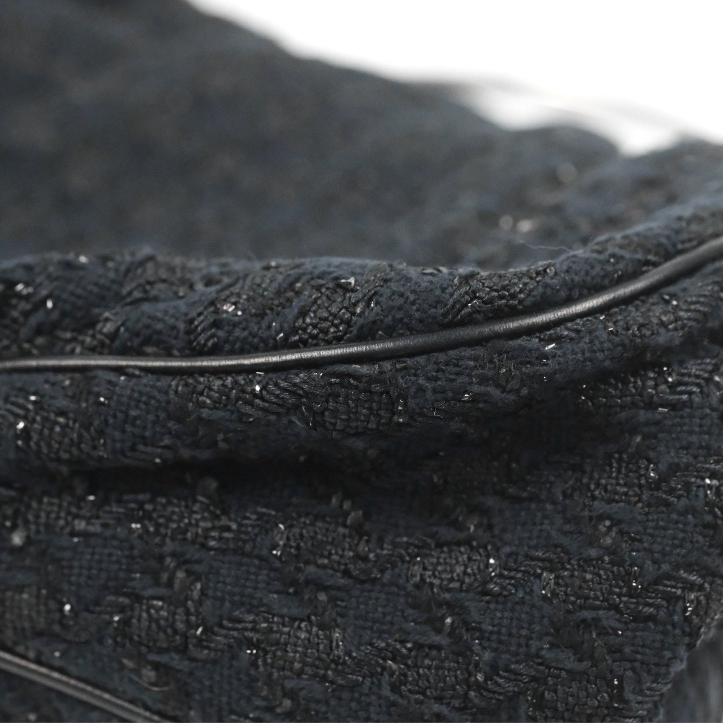 Chanel Tweed Boucle Knitting Bag Black Silver Hardware