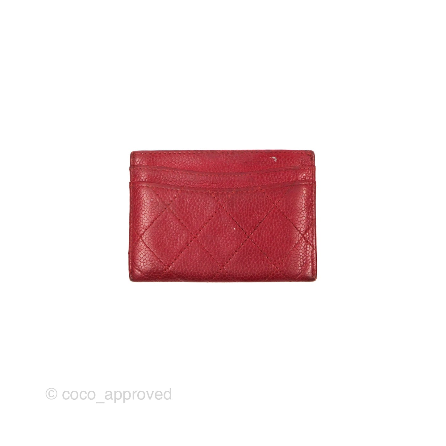 Chanel Classic Flat Card Holder Red Caviar Silver Hardware