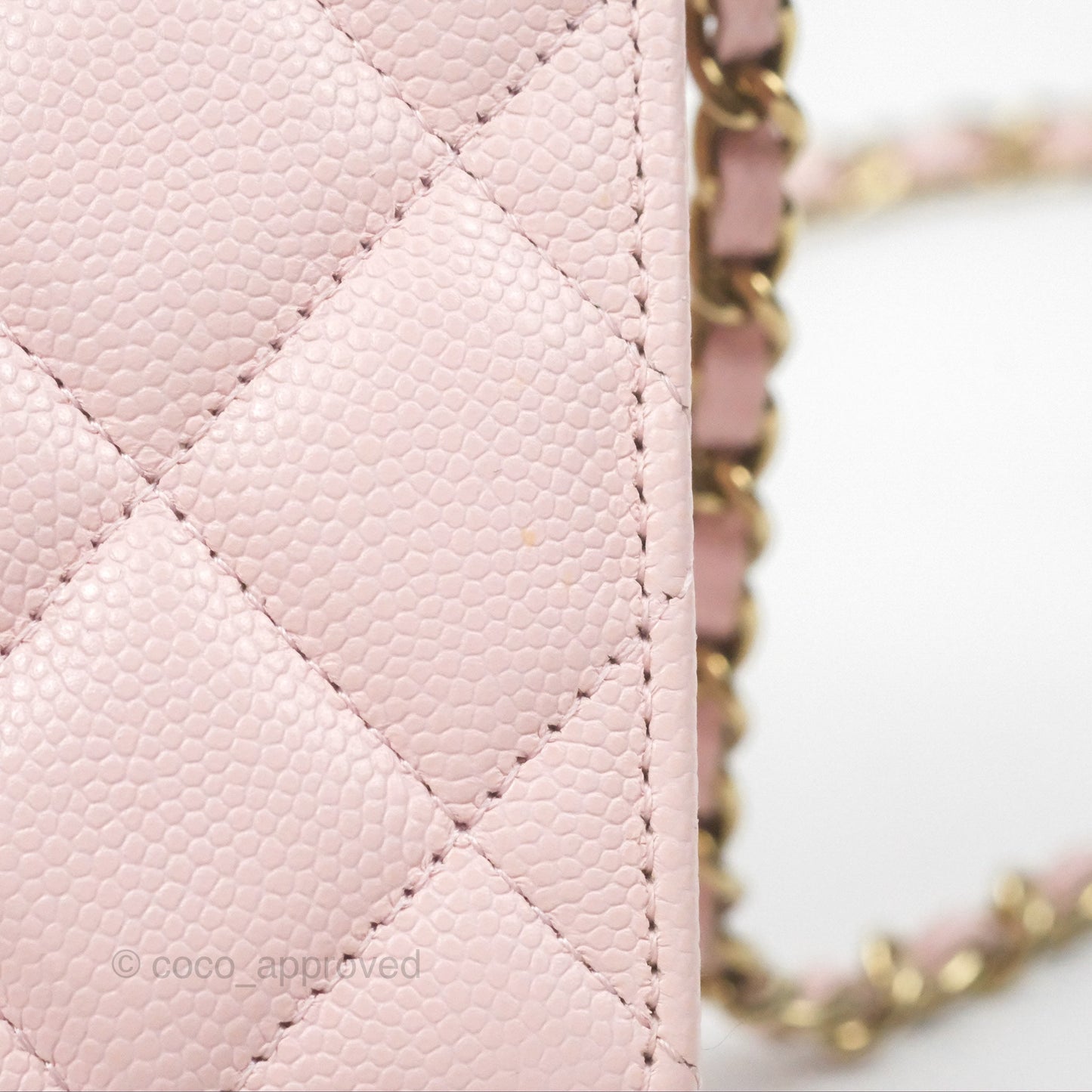 Chanel Quilted Classic Wallet on Chain WOC Pink Caviar Gold Hardware