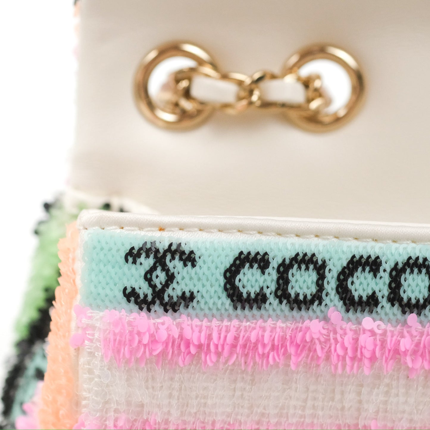 Chanel Mini Sequins Logo Flap Bag Multicolour Gold Hardware 22S