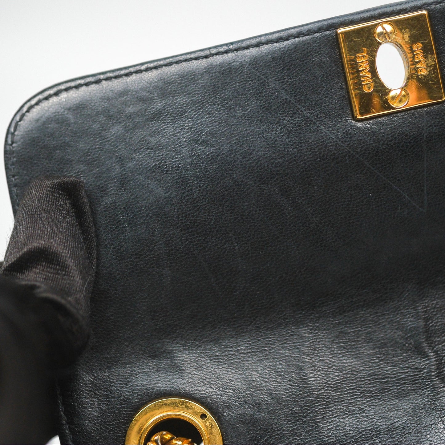 Chanel Vintage Mini Bijoux Chain Flap Black Lambskin Gold Hardware