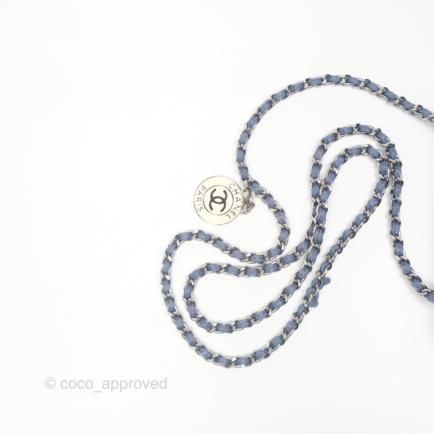 Chanel Quilted Mini Medallion Graphic Denim Blue Silver Hardware