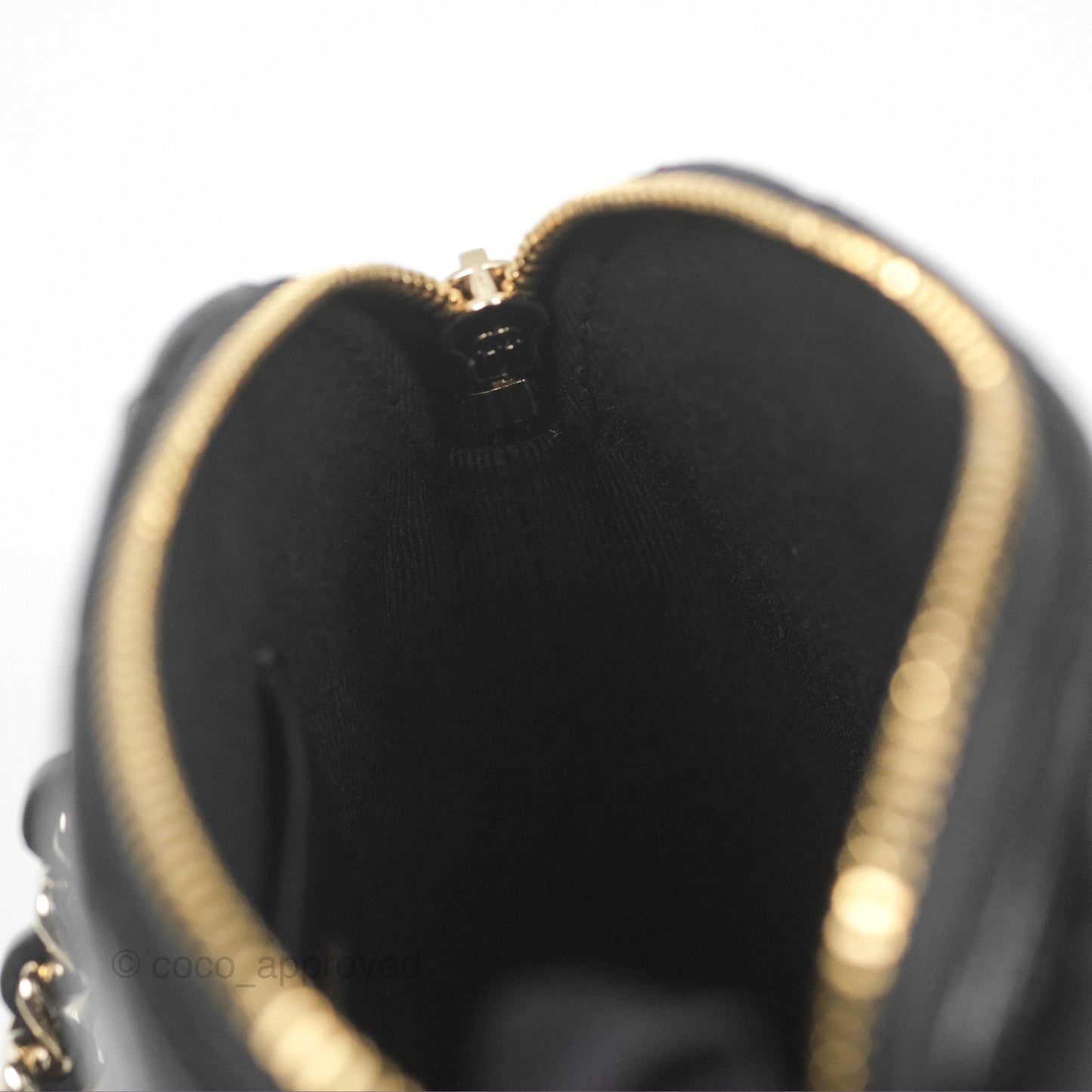 Chanel Mini Handle Clutch with Chain Black Shiny Lambskin Gold Hardware
