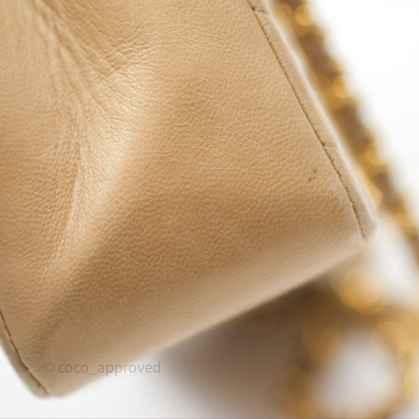 Chanel Vintage Medium Flap Chevron Beige Lambskin 24K Gold Hardware