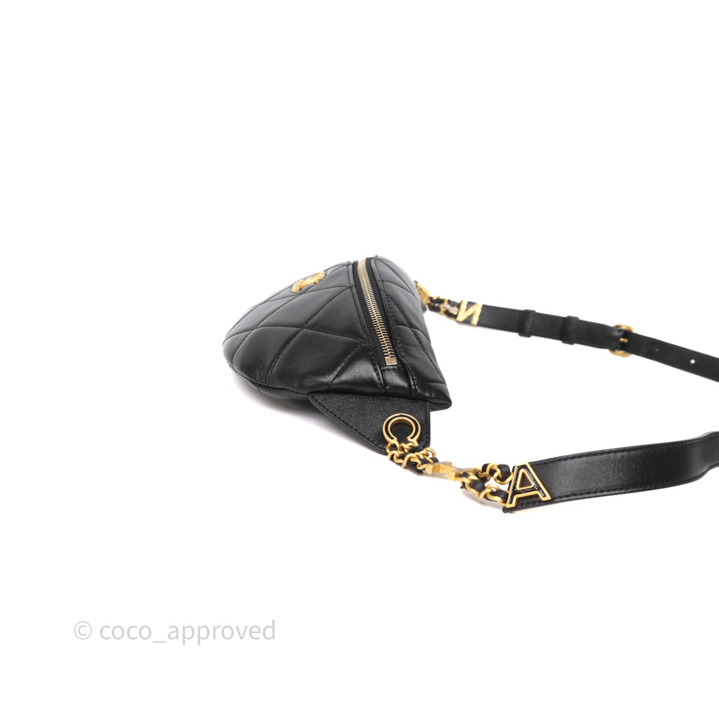 Chanel Quilted Waist Bag Lambskin Black Aged Gold Hardware