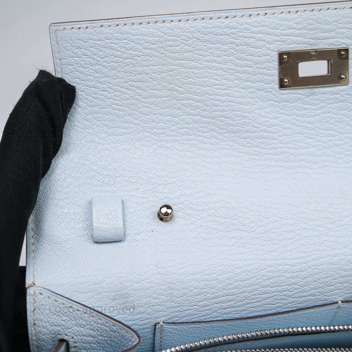 Hermès Kelly To Go Bleu Brume T0 Chèvre Mysore Palladium Hardware