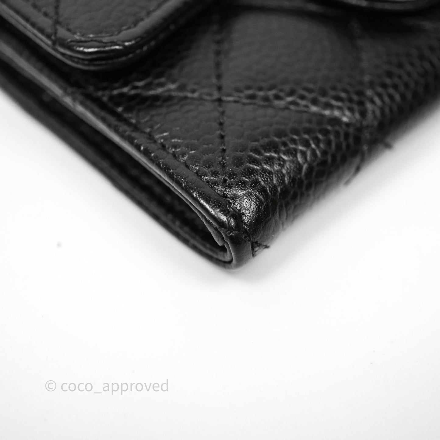 Chanel Classic Quilted Flap Card Holder Black Caviar Gold Hardware