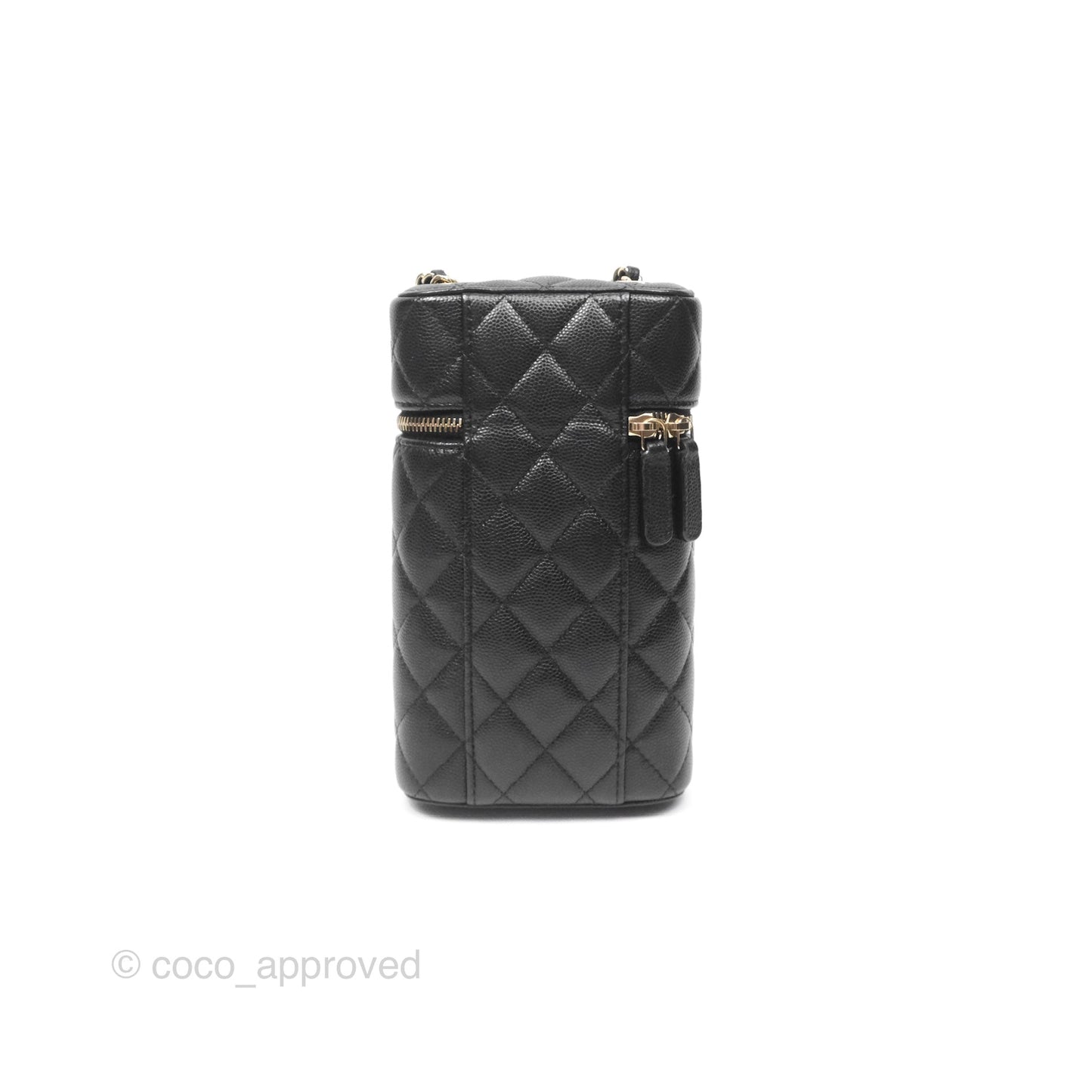 Chanel Vanity Phone Holder With Chain Black Caviar Gold Hardware