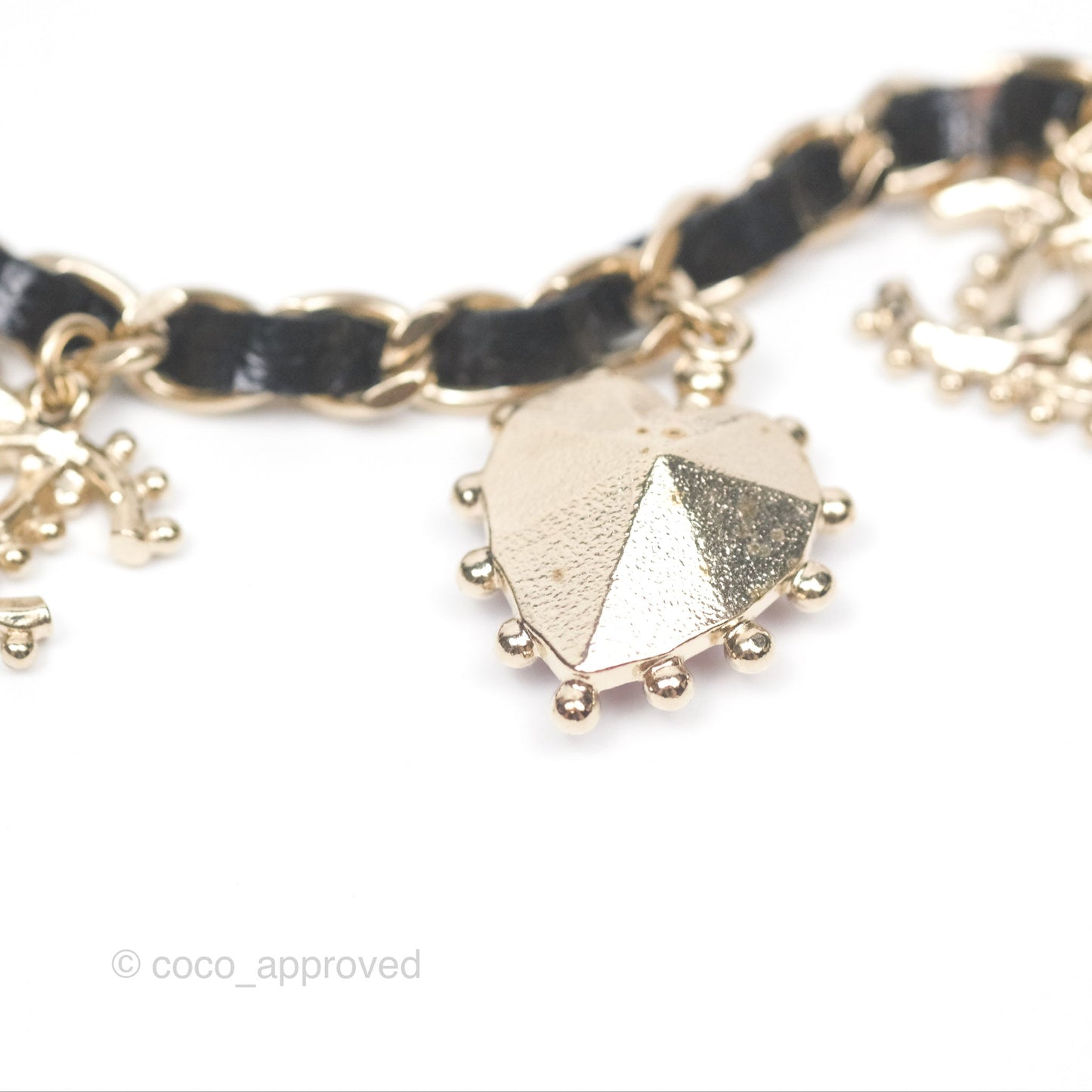 Chanel Crystal CC Resin Necklace Choker Lambskin Gold Hardware 21A