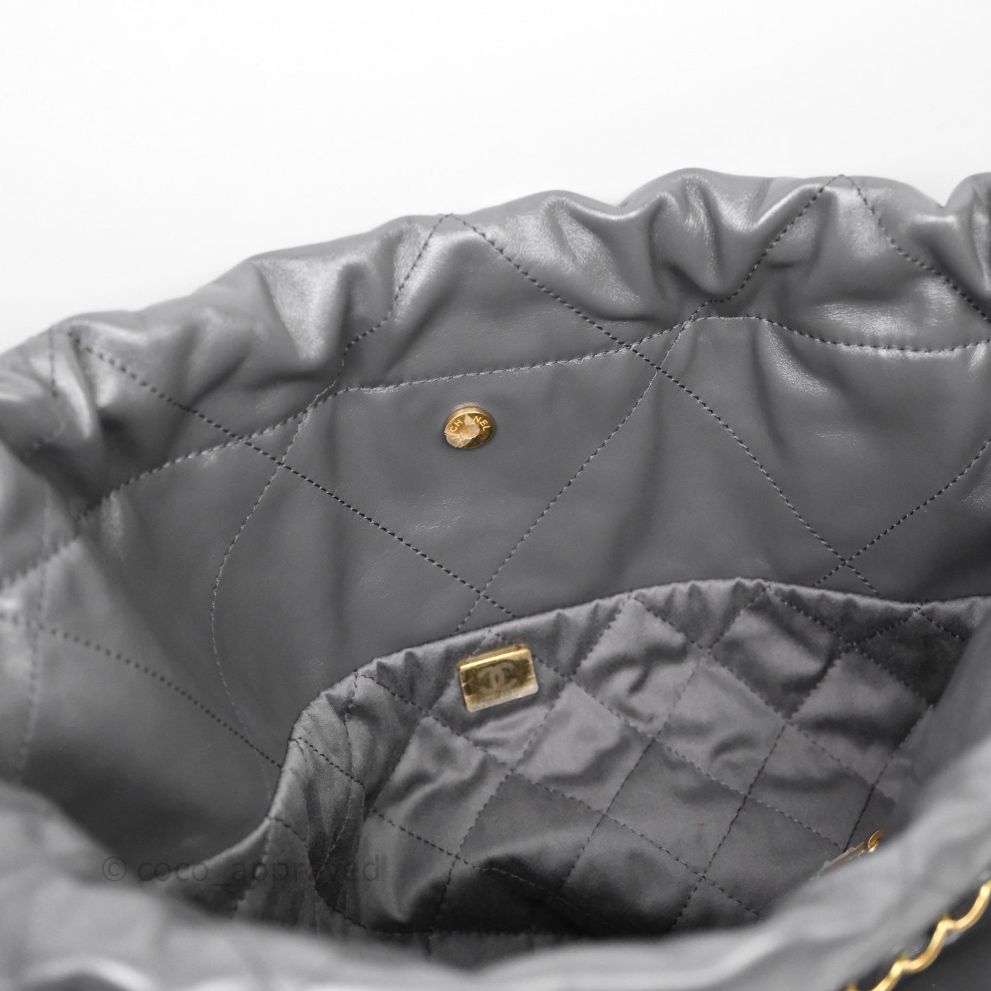 Chanel 22 Bag Medium Dark Grey Calfskin Gold Hardware