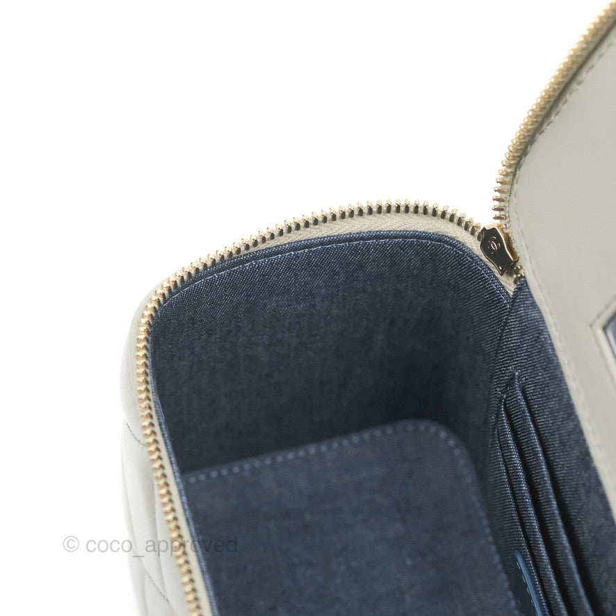 Chanel Vanity with Resin Chain Grey Lambskin Gold Hardware