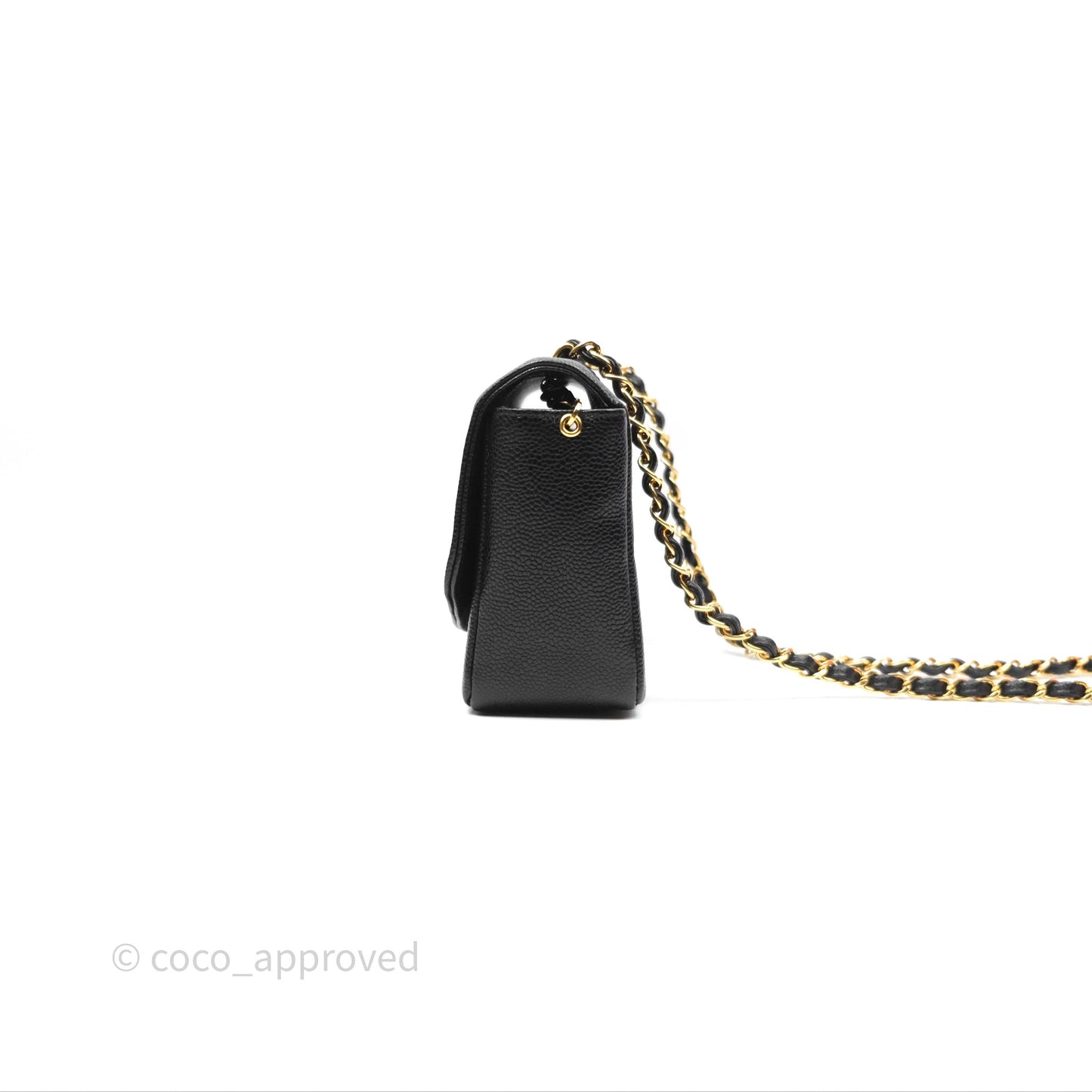 Chanel Small Vintage Quilted Classic Diana Flap Bag Black Caviar 24K Gold Hardware